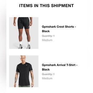 Gym shark shirt- black size medium, Gym shark shorts- black size medium.